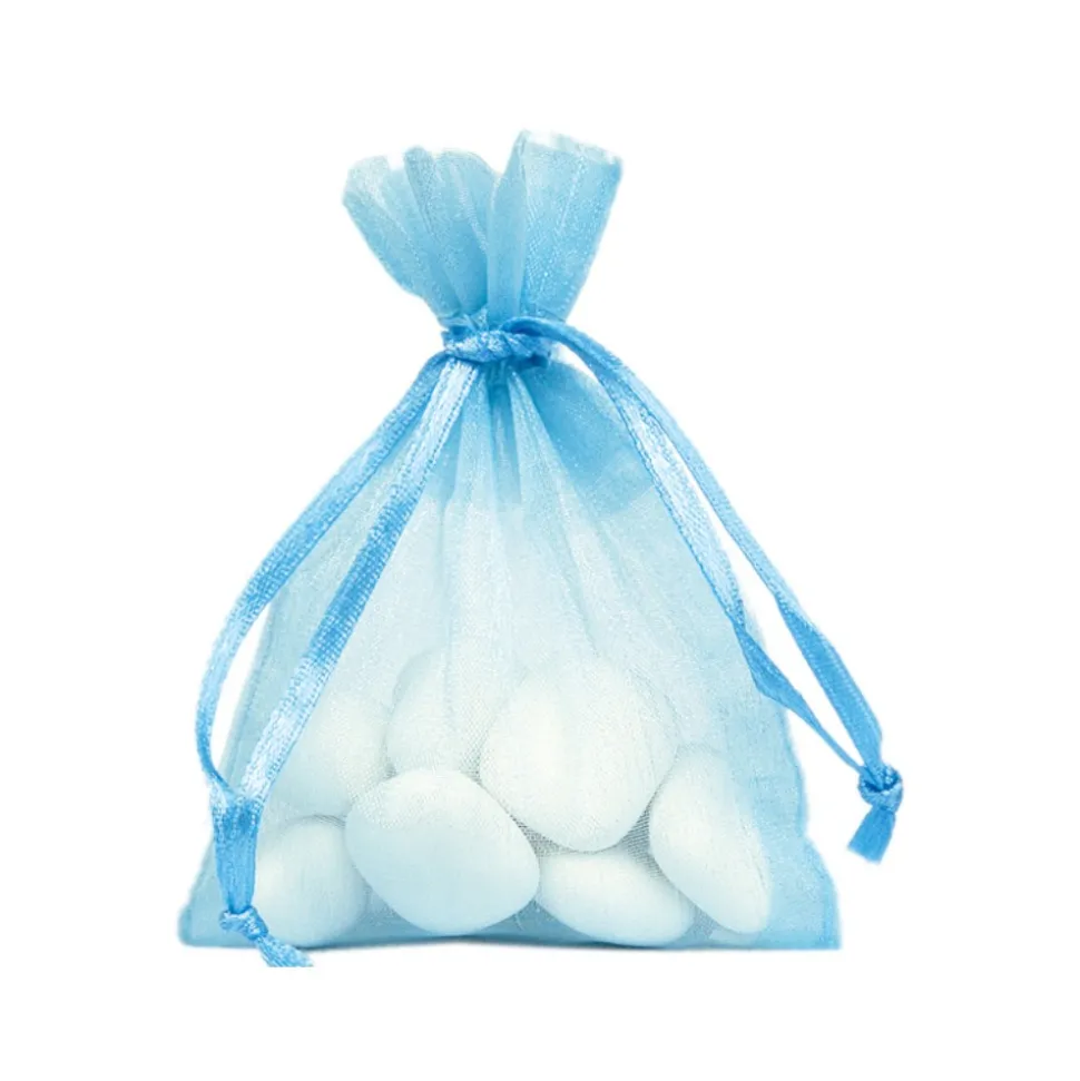 10 SACS EN ORGANZA 7.5X10CM BLEU CIEL