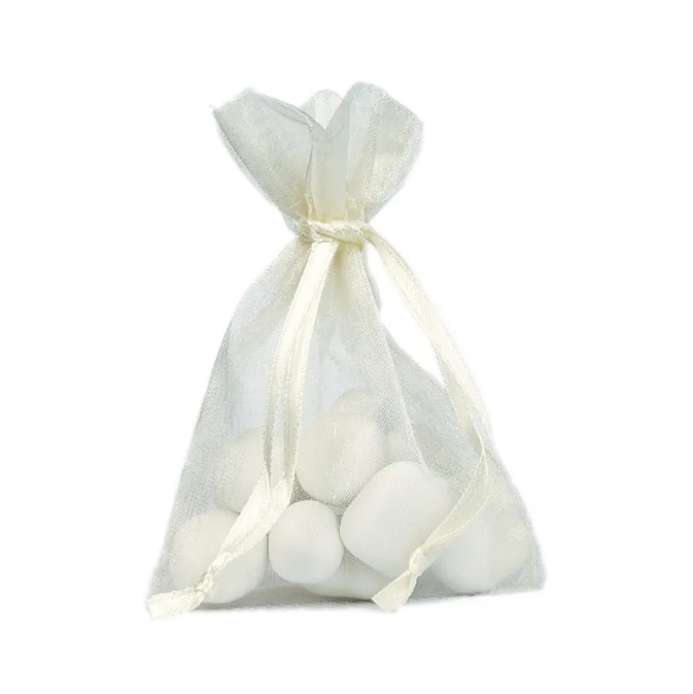 10 SACS ORGANZA 7.5X10CM IVOIRE