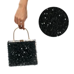 SAC VELOURS SEQUIN 18X4.5X25CM NOIR