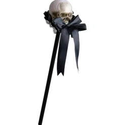 SCEPTRE CRÂNE TÊTE MORT DENTELLE SATIN NOIR