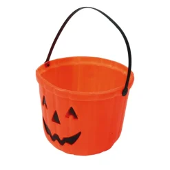 SEAU À BONBONS PLASTIQUE CITROUILLE 20CM ORANGE