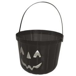 SEAU PLASTIQUE CITROUILLE 20CM NOIR