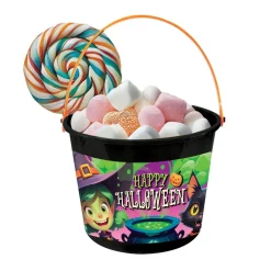 SEAU RÉUTILISABLE HAPPY HALLOWEEN 18X16CM NOIR
