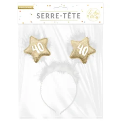 SERRE-TÊTE ANNIVERSAIRE 40AINE OR PAILLETÉ