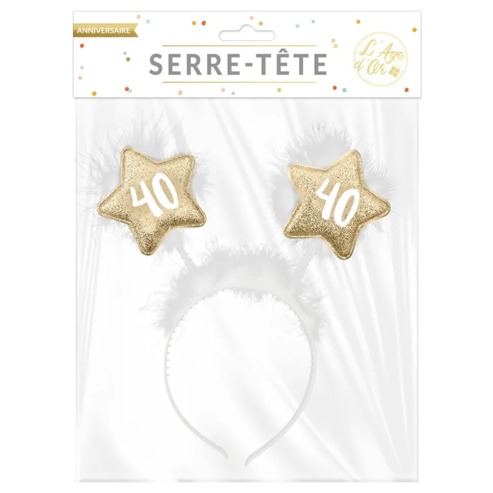 SERRE-TÊTE ANNIVERSAIRE 40AINE OR PAILLETÉ