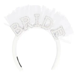 SERRE-TÊTE BRIDE PERLES TULLE BLANC EVJF FEMME