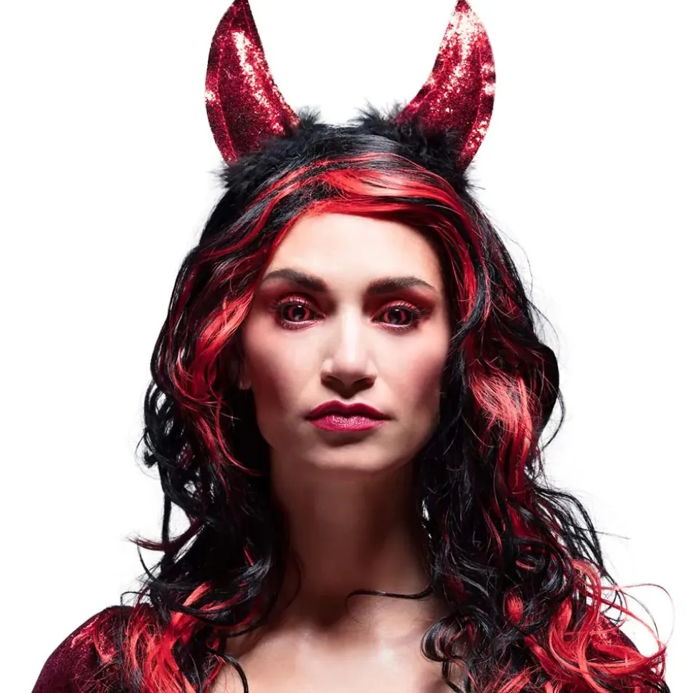 SERRE-TÊTE CORNES DE DIABLE ROUGE PAILLETÉ