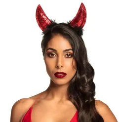 SERRE-TÊTE CORNES DE DIABLE ROUGE PAILLETÉ