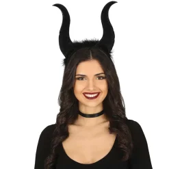 SERRE-TÊTE CORNES NOIRES REINE FÉE MALÉFIQUE
