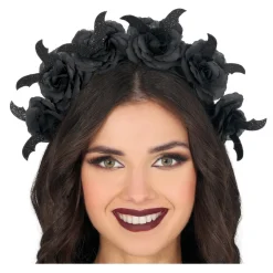 SERRE-TÊTE FLEURS CHAUVE-SOURIS PAILLETTES NOIR