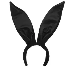 SERRE-TÊTE GRANDES OREILLES LAPIN SATIN NOIR FEMME