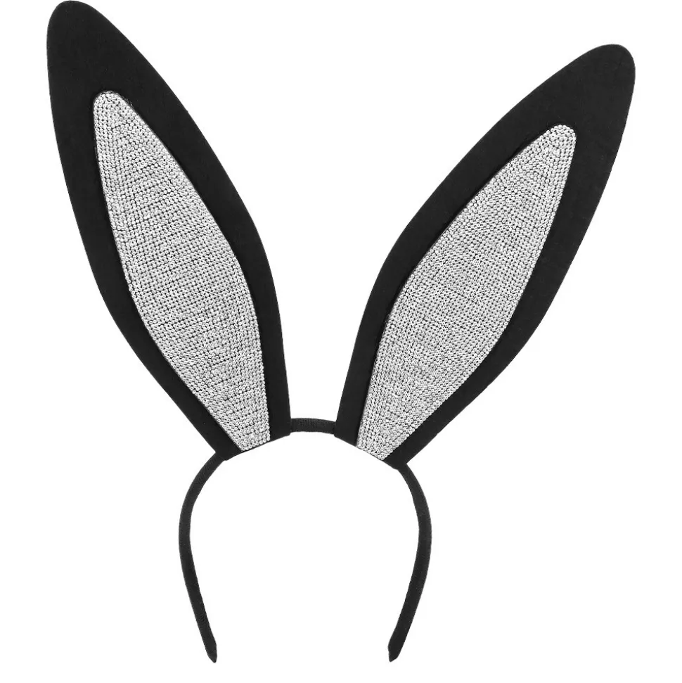 SERRE-TÊTE GRANDES OREILLES LAPIN STRASS NOIR