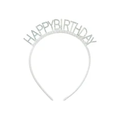 SERRE-TÊTE HAPPY BIRTHDAY STRASS PERLES ARGENT