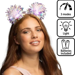 SERRE-TÊTE LED POMPONS LUMINEUX 3 MODES ADULTE