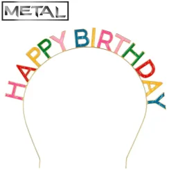 SERRE-TÊTE MÉTAL HAPPY BIRTHDAY COLORÉ