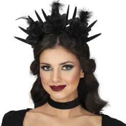 SERRE-TÊTE POINTES PLUMES ROSES NOIRES FEMME