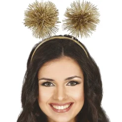 SERRE-TÊTE POMPONS FÊTE OR