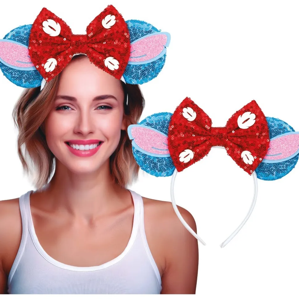 SERRE-TÊTE SOURIS CINÉMA NUD ROUGE SEQUINS