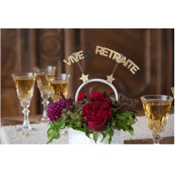 SERRE-TÊTE VIVE LA RETRAITE 20X19CM OR PAILLETÉ