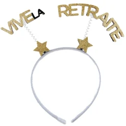 SERRE-TÊTE VIVE LA RETRAITE 20X19CM OR PAILLETÉ