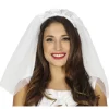 SERRE-TÊTE VOILE DE MARIÉE ROSES TISSU BLANC FEMME