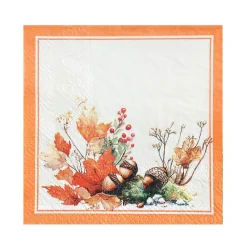 20 SERVIETTES COCKTAIL PAPIER AUTOMNE 25CM ORANGE