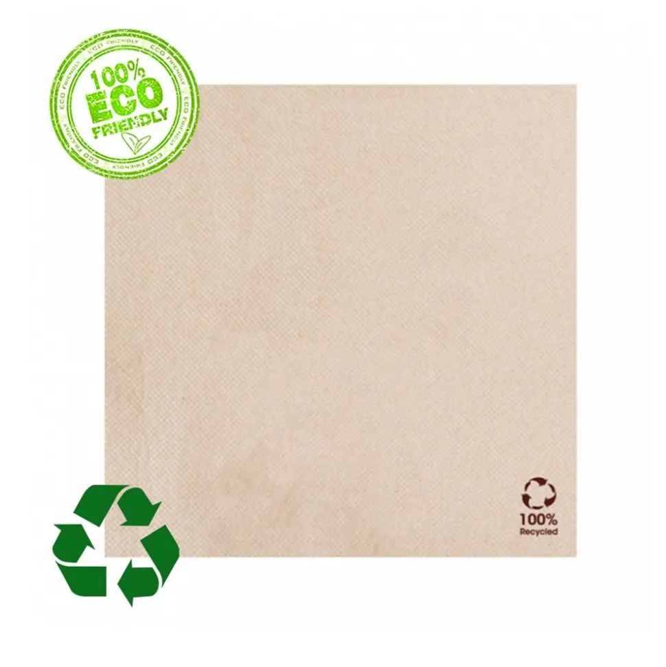 100 SERVIETTES COCKTAIL PAPIER ÉCO NATURE 20CM KRAFT