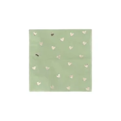 20 SERVIETTES COCKTAIL PAPIER PETIT C?'UR 24CM VERT