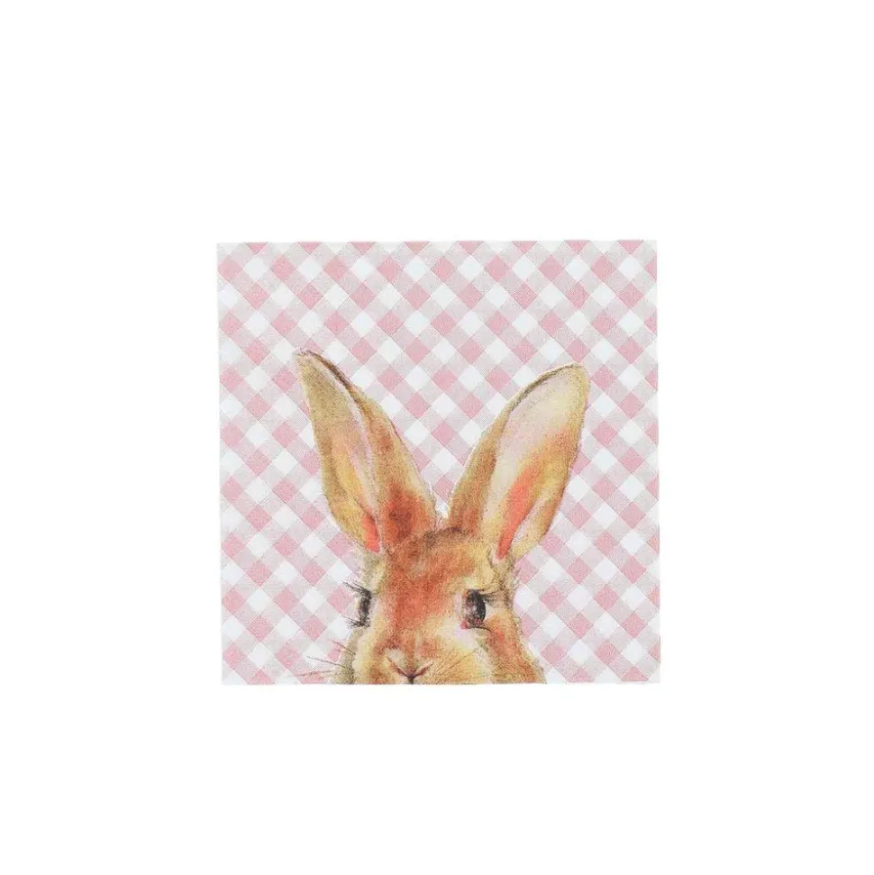 20 SERVIETTES COCKTAIL PAPIER VICHY LAPIN 24CM