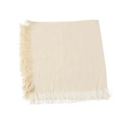4 SERVIETTES COTON EFFILOCHÉ LAVABLE 45CM CRÈME