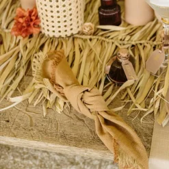 4 SERVIETTES COTON EFFILOCHÉ LAVABLE 45CM CAMEL