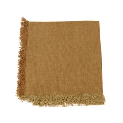 4 SERVIETTES COTON EFFILOCHÉ LAVABLE 45CM CAMEL