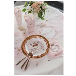 20 SERVIETTES COURONNE PRINCESSE 25CM ROSE GOLD