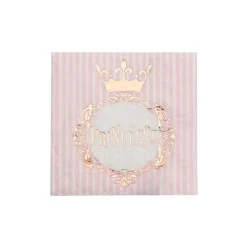 20 SERVIETTES COURONNE PRINCESSE 25CM ROSE GOLD