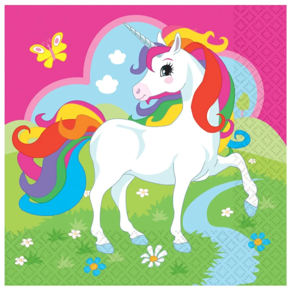 20 SERVIETTES EN PAPIER LICORNE 33 CM