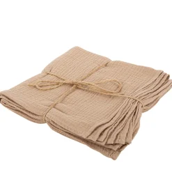 4 SERVIETTES GAZE DE COTON LAVABLE 40CM TAUPE