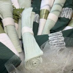 4 SERVIETTES GAZE DE COTON LAVABLE 40CM VERT SAUGE
