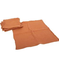 4 SERVIETTES GAZE DE COTON LAVABLE 40CM TERRACOTTA