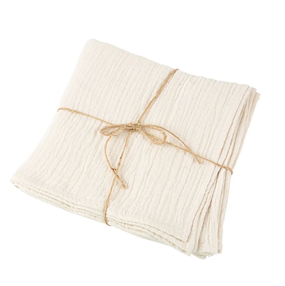 4 SERVIETTES GAZE DE COTON LAVABLE 40CM CRÈME
