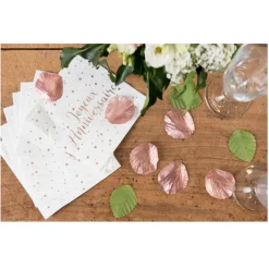20 SERVIETTES JOYEUX ANNIVERSAIRE 25CM ROSE GOLD