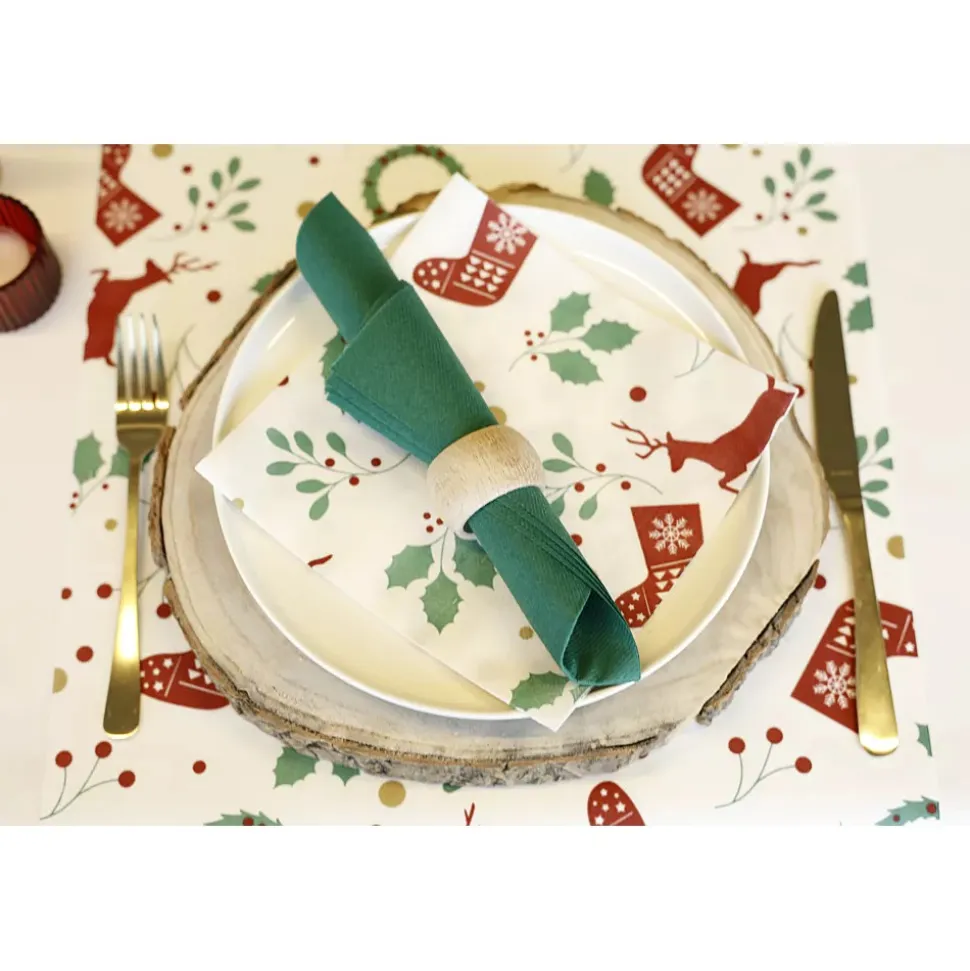 25 SERVIETTES PAPIER AIRLAID 40CM VERT FORÊT