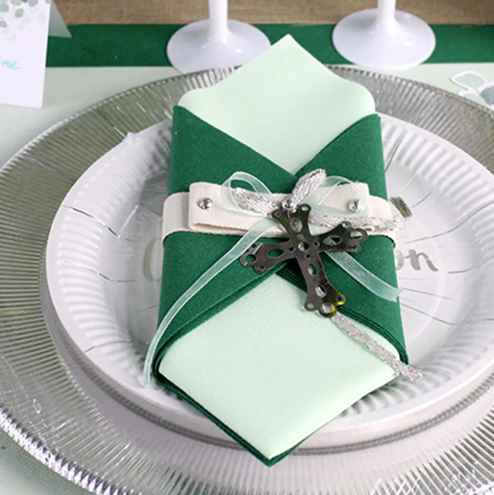 25 SERVIETTES PAPIER AIRLAID 40CM VERT FORÊT