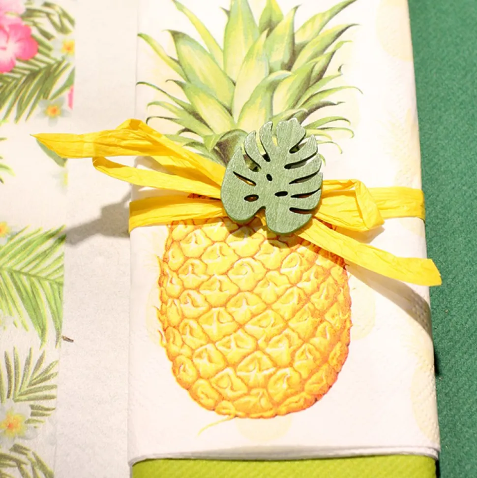 20 SERVIETTES PAPIER ANANAS TROPICAL 33CM JAUNE