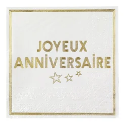 10 SERVIETTES PAPIER ANNIVERSAIRE 33CM