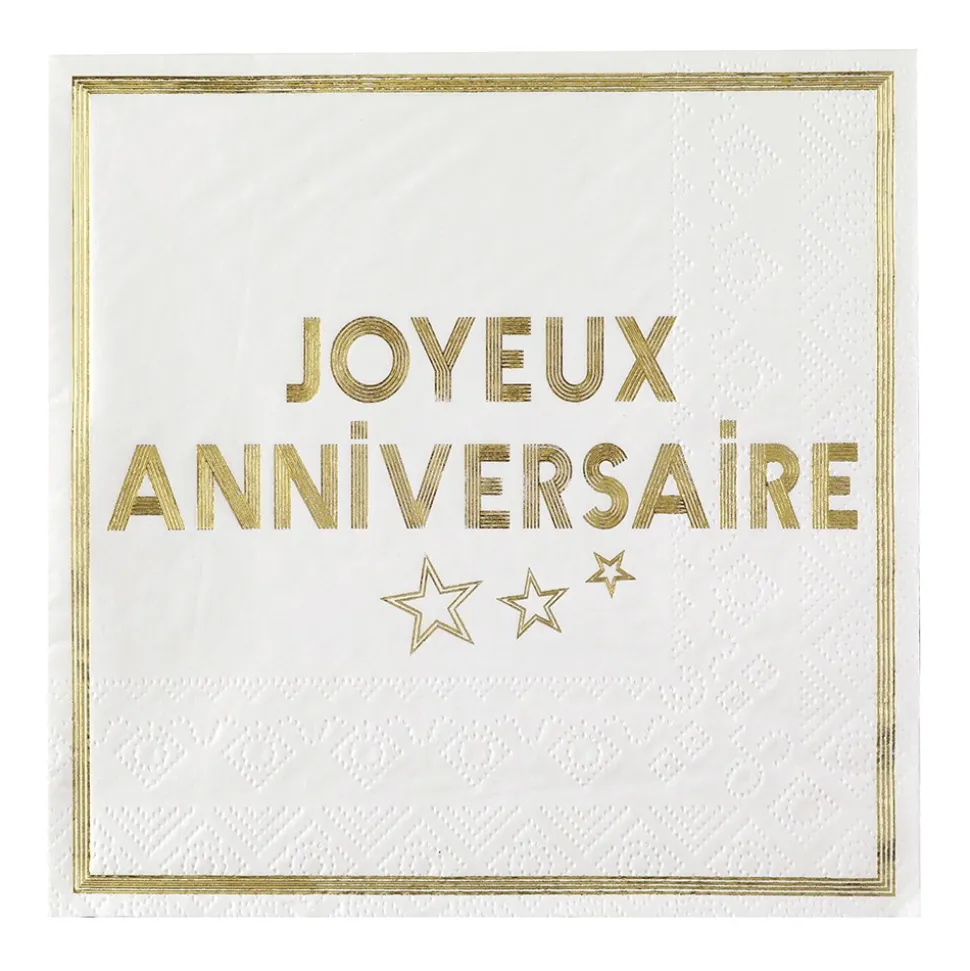 10 SERVIETTES PAPIER ANNIVERSAIRE 33CM