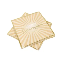 20 SERVIETTES PAPIER ANNIVERSAIRE ÉCLAT 33CM SABLE