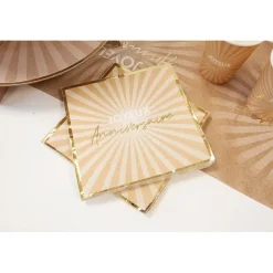 20 SERVIETTES PAPIER ANNIVERSAIRE ÉCLAT 33CM SABLE