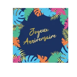 24 SERVIETTES PAPIER ANNIVERSAIRE TROPICAL 33CM