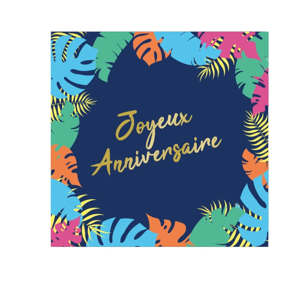 24 SERVIETTES PAPIER ANNIVERSAIRE TROPICAL 33CM