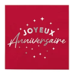 24 SERVIETTES PAPIER ANNIVERSAIRE 33CM ROUGE